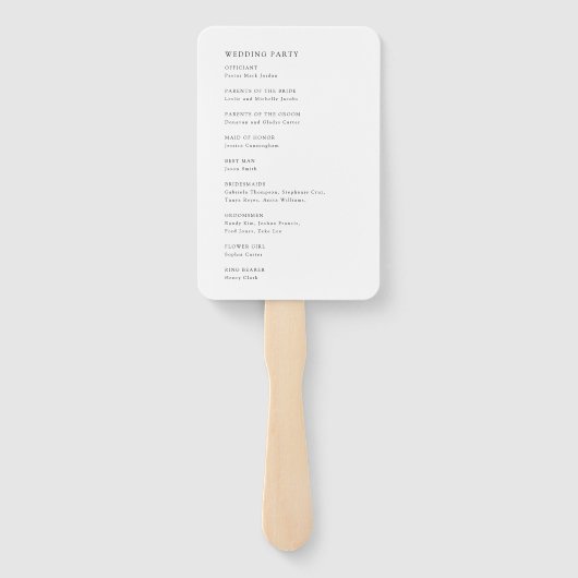 Minimalistisch Simple Wedding Ceremony-programma Handwaaier (Achterkant)