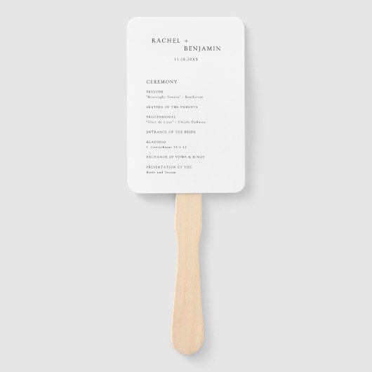 Minimalistisch Simple Wedding Ceremony-programma Handwaaier (Voorkant)