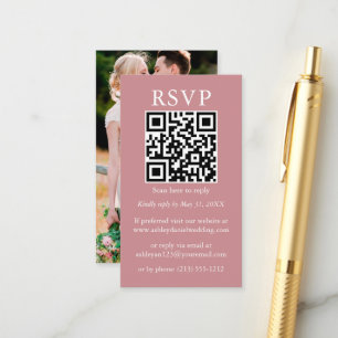 Minimalistisch Simple Wedding QR Photo Dusty Roos Informatiekaartje