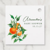 Minimalistisch Sinaasappel botanisch Baby shower Bedankjes Labels (Achterkant)