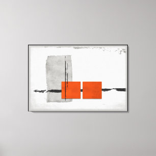 Minimalistisch Sinaasappel en grijs bij Stark Wind Canvas Afdruk