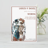 Minimalistisch skelet paar bruiloft uitnodiging (Staand voorkant)