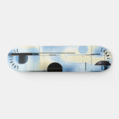Minimalistisch Sky Blue en zwart geometrisch skate Skateboard (Horizontaal)