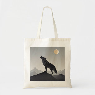Minimalistisch Slank wolf silhouet huilen Tote Bag