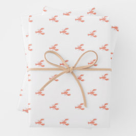 Minimalistisch Small Red Lobster Patroon Inpakpapier Vel