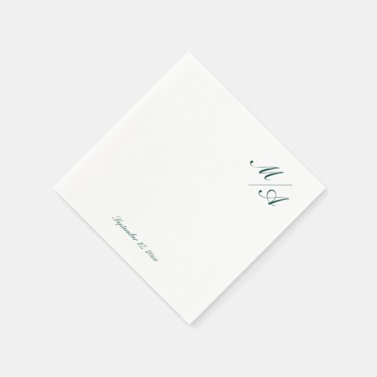 Minimalistisch smaragdgroen monogram servet (Hoek)