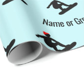 Minimalistisch Snowboarder patroon op ijsblauw voo Cadeaupapier (Rol Hoek)