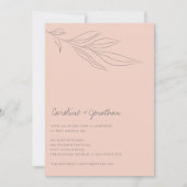 Minimalistisch Soft Pink Boho Botanical Line Weddi Kaart (Voorkant)