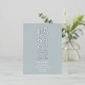 Minimalistisch sparen de Datum Blauw Folie Uitnodiging Briefkaart (Staand Voorkant)