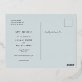 Minimalistisch sparen de Datum Blauw Folie Uitnodiging Briefkaart (Achterkant)