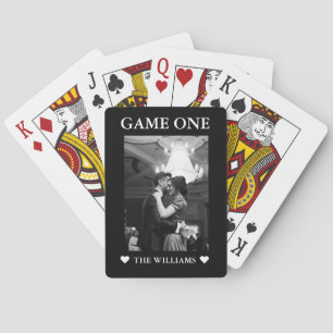 Minimalistisch spel één Zwart-wit koppel foto  Pokerkaarten