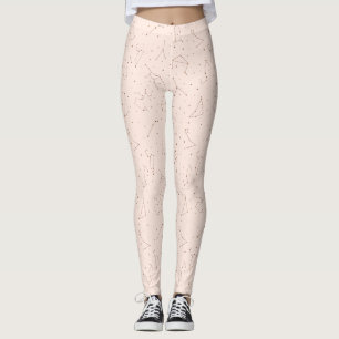 Minimalistisch sterrenbeeldpatroon in roze en brui leggings