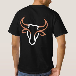 Minimalistisch stierkop icoon met vloeiende geboge t-shirt