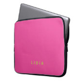 Minimalistisch Stijlvol Modern Roze Goud Monogram Laptop Sleeve (Voorkant Links)