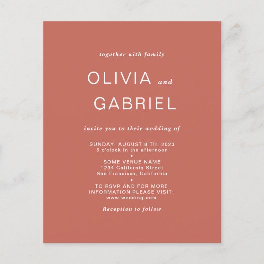 Minimalistisch stijlvol. Moderne roestbruine bruil Flyer (Voorkant)