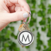 Minimalistisch Stijlvol Monogram Initiaal Grijs Sleutelhanger (Hand)