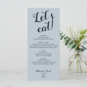 Minimalistisch Stofblauw Eet-menu Menu (Staand voorkant)