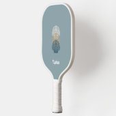 Minimalistisch Stoffig Blauw en Wit Modern Monogra Pickleball Paddle (Links)
