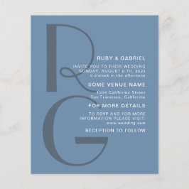 Minimalistisch stoffig blauw Typografiemonogram We Flyer