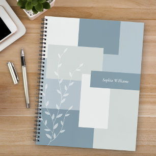 Minimalistisch stoffig blauwe botanische journaal  notitieboek