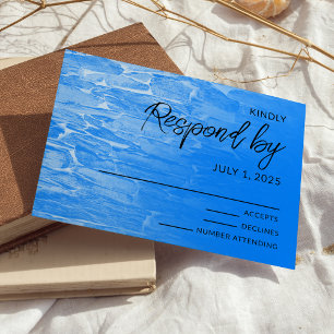 Minimalistisch strand Azure Blue RSVP-kaart RSVP Kaartje