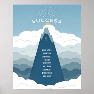 Minimalistisch succes Mountain Motivatie Poster