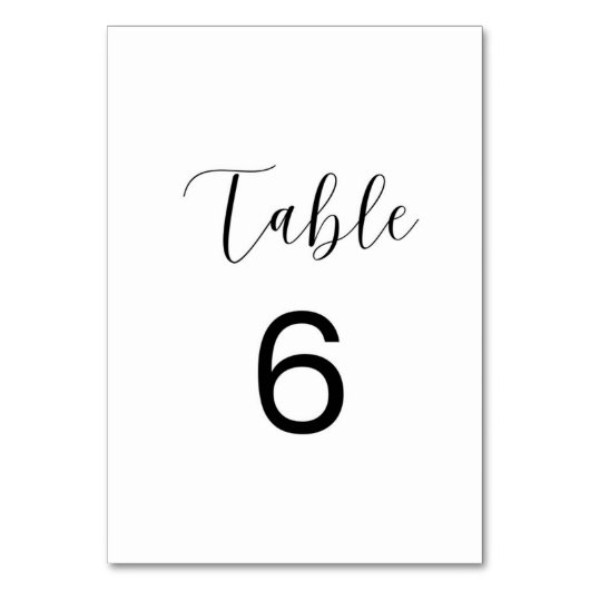 Minimalistisch Tafelkaart Nummer 6 Kaart (Voorkant)