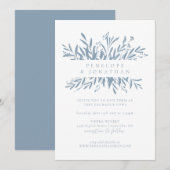 Minimalistisch tandvlees Blue Boho Botanical Weddi Kaart (Voorkant / Achterkant)