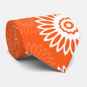 Minimalistisch tangerine sinaasappel daisy bloemen stropdas (Opgerold)