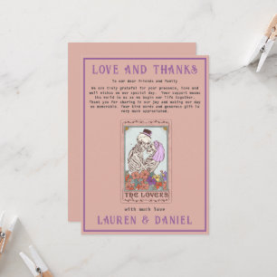 Minimalistisch tarot skelet paar dank u kaart