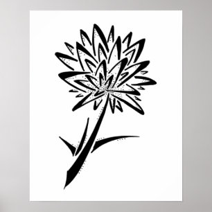 Minimalistisch Tattoo Poster Dandelion