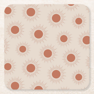 Minimalistisch Terracotta abstract boho zonnewindp Vierkante Kartonnen Onderzetter