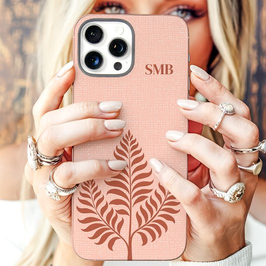 Minimalistisch terracotta botanisch monogram Case-Mate iPhone case