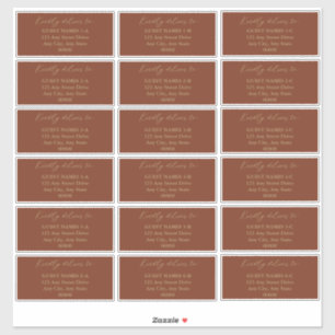 Minimalistisch terracotta bruiloft gastadres sticker
