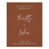 Minimalistisch Terracotta Bruiloft Welkomstbord Foto Afdruk (Voorkant)