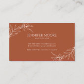 Minimalistisch terracotta takblad visitekaartje (Achterkant)