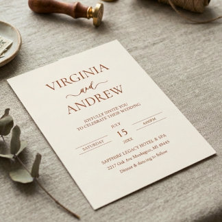 Minimalistisch Terracotta Trouwmonogram Kaart