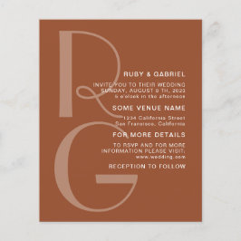 Minimalistisch Terracotta Typografiemonogram Wedde Flyer