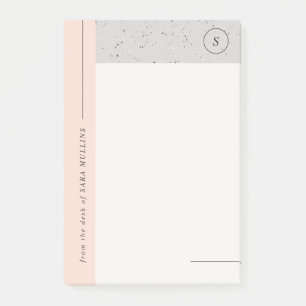 Minimalistisch Terrazzo Monogram Post-its - Grijs Post-it® Notes