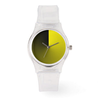 Minimalistisch transparant met zwarte en gele wijz horloge