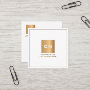 Minimalistisch Trendy Gold Square White Visitekaar Vierkante Visitekaartje