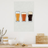 Minimalistisch Trio van Bierglazen - Bier Poster (Keuken)