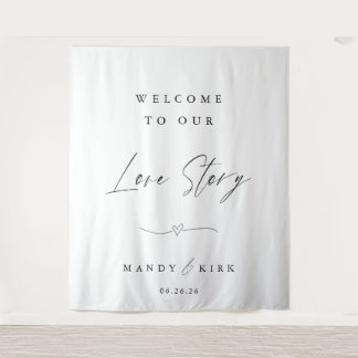 Minimalistisch trouwontvangstbord | Modern banner Wandkleed