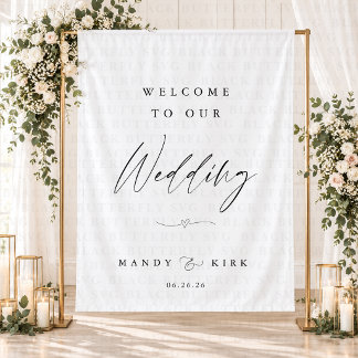 Minimalistisch trouwontvangstbord | Modern banner Wandkleed