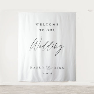 Minimalistisch trouwontvangstbord | Modern banner Wandkleed