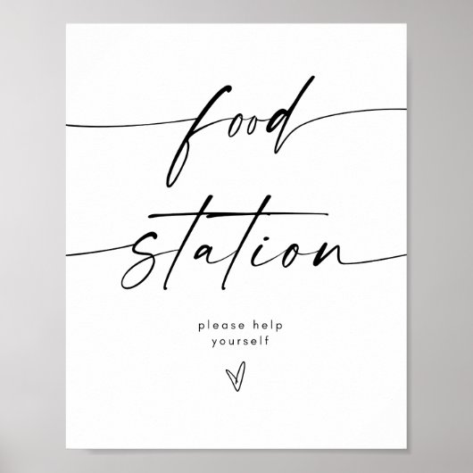 Minimalistisch Trouwvoedselstation teken Poster (Voorkant)