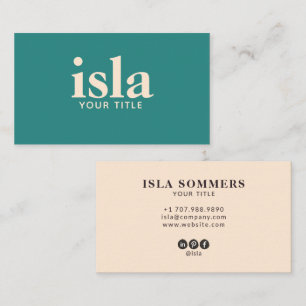 Minimalistisch Turquoise Crème Typografie Logo Visitekaartje