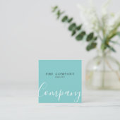 Minimalistisch Turquoise Typo Square Visitekaartje (Staand voorkant)