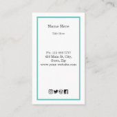 Minimalistisch Turquoise - Verticaal Visitekaartje (Achterkant)