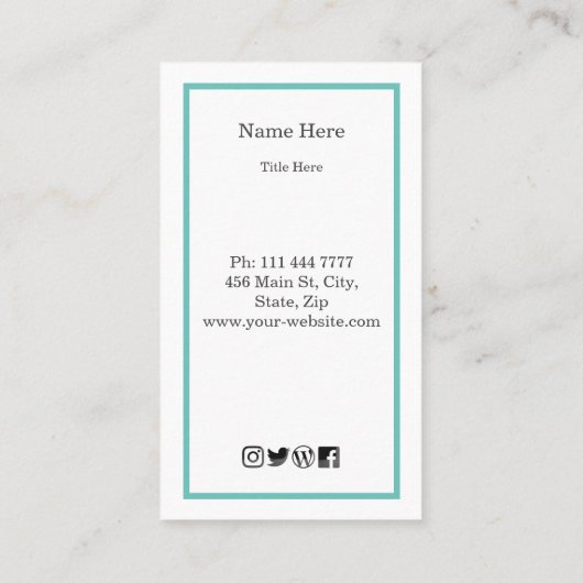 Minimalistisch Turquoise - Verticaal Visitekaartje (Achterkant)